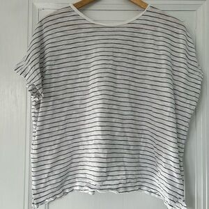 Madewell White and Black Striped Jersey Top